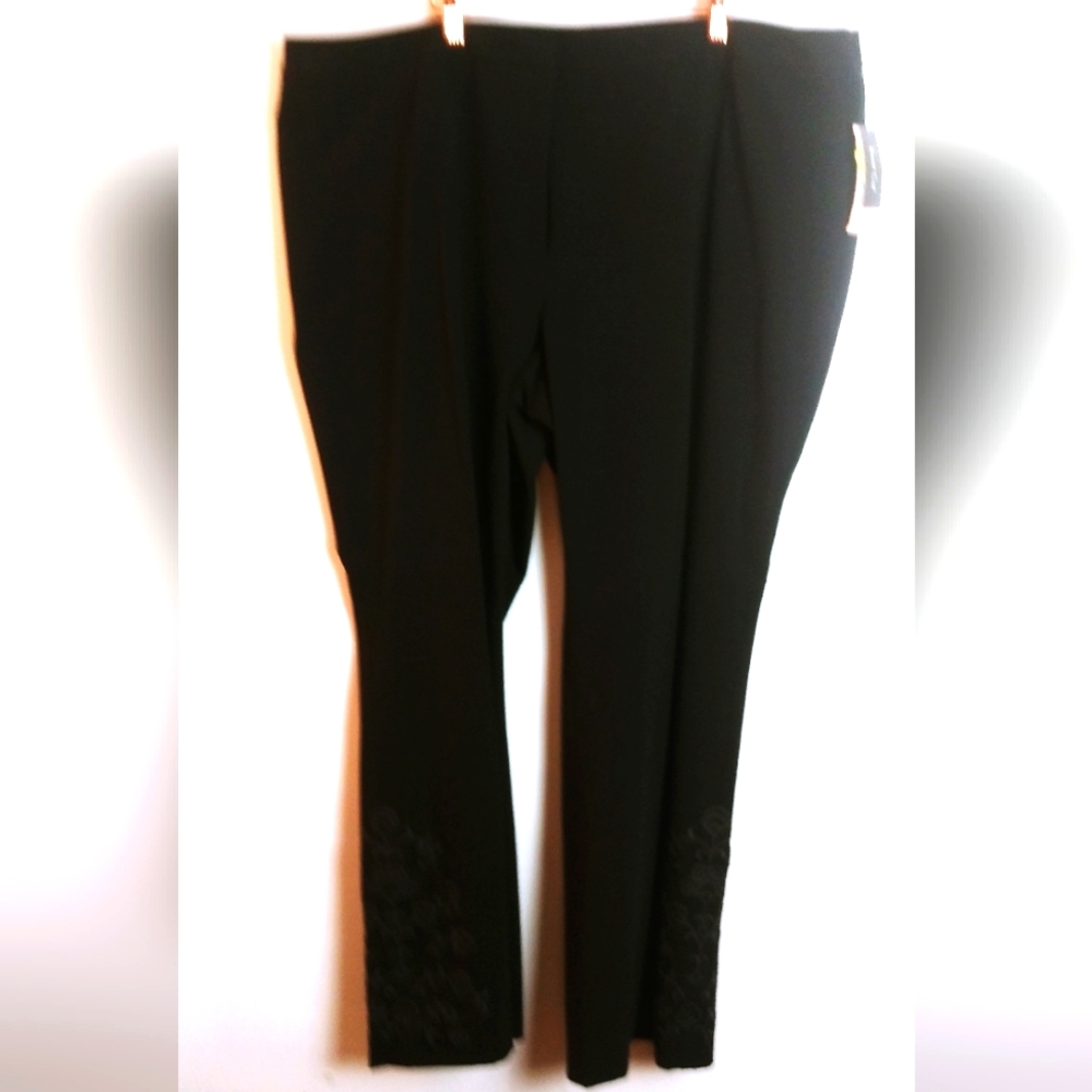 Black Pants Embroidered Design Size 24W